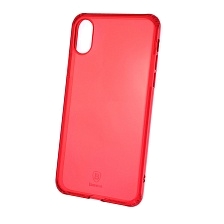 Чехол накладка BASEUS для APPLE iPhone X, силикон, глянец, цвет прозрачно красный.