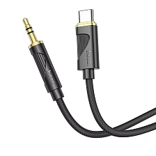Аудио кабель, переходник HOCO UPA30 USB Type C на AUX Jack 3.5 mm, длина 1 метр, цвет черный