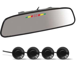 Парктроник PS-164U (4 датчика+коннекторы, Зеркало + LED Дисплей цветной) (распродажа -50%)