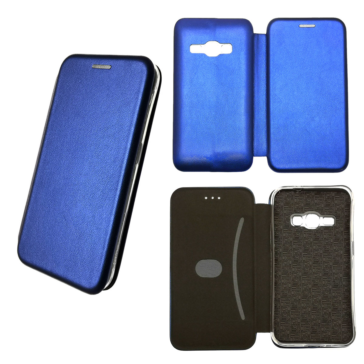 Чехол книжка STYLISH для SAMSUNG Galaxy J1 2016 (SM-J120), экокожа, визитница, цвет темно синий Чехол книжка STYLISH для SAMSUNG Galaxy J1 2016 (SM-J120), экокожа, визитница, цвет темно синий