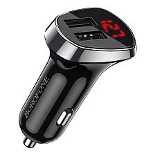 АЗУ (Автомобильное зарядное устройство) BOROFONE BZ15 Auspicious, 12W, 2.4A, 2 USB, цвет черный АЗУ (Автомобильное зарядное устройство) BOROFONE BZ15 Auspicious, 12W, 2.4A, 2 USB, цвет черный