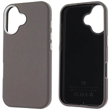 Чехол накладка для APPLE iPhone 16 (6.1"), силикон, пластик, текстура кожи, бархат, цвет серый