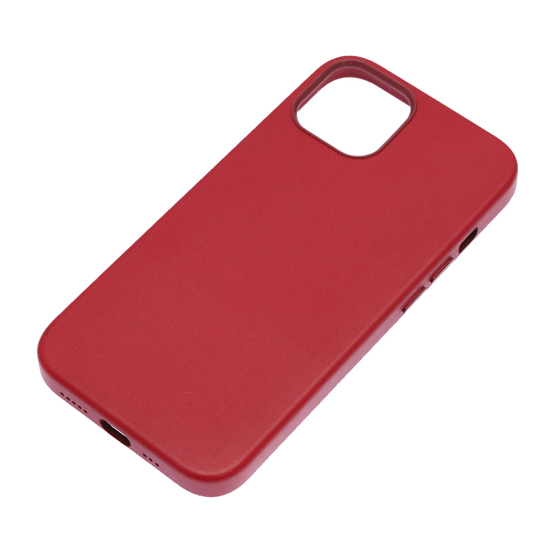 Чехол накладка Leather Case с поддержкой MagSafe для APPLE iPhone 13, силикон, бархат, экокожа, цвет малиновый