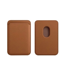 Чехол картхолдер Leather Wallet MagSafe на смартфон APPLE для банковских карт, экокожа, цвет коричневый
