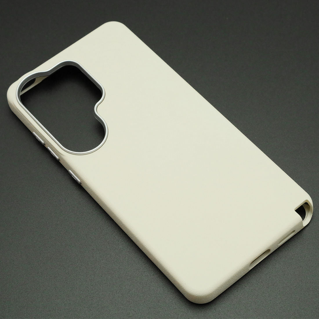 Чехол накладка VICTORIA для SAMSUNG Galaxy S26 Ultra, силикон, пластик, текстура кожи, бархат, цвет молочный