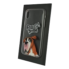 Чехол накладка для APPLE iPhone Х, силикон, рисунок PUG стиль 03.