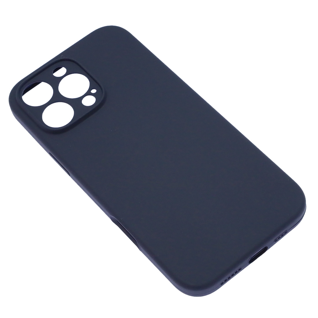 Чехол накладка Silicon Case для APPLE iPhone 16 Pro Max, защита камеры, силикон, бархат, цвет черно синий Чехол накладка Silicon Case для APPLE iPhone 16 Pro Max, защита камеры, силикон, бархат, цвет черно синий