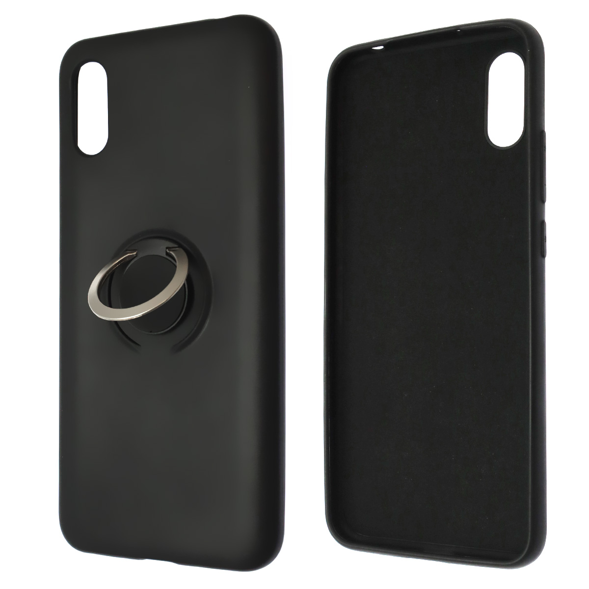 Чехол накладка RING для XIAOMI Redmi 9A, силикон, кольцо держатель, цвет черный