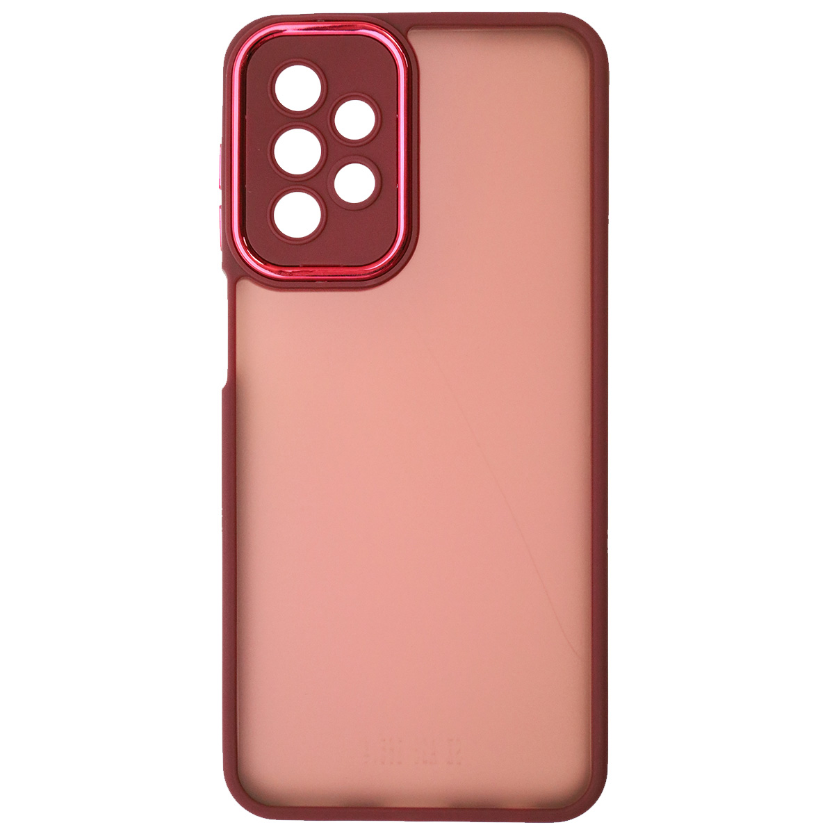 Чехол накладка KING для SAMSUNG Galaxy A23, силикон, пластик, защита камеры, цвет окантовки бордовый