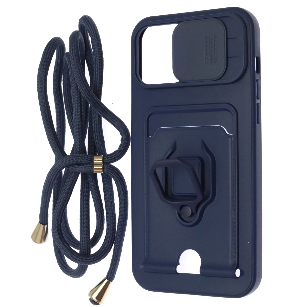 Чехол накладка MULTI FUNCTION 4 в 1 для APPLE iPhone 13 Pro Max (6.7), цвет темно синий
