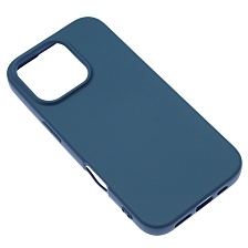 Чехол накладка NANO для APPLE iPhone 16 Pro (6.3"), силикон, бархат, цвет темно синий