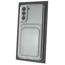 Чехол накладка CARD CASE для SAMSUNG Galaxy S21 (SM-G991), силикон, отдел для карт, цвет прозрачный Чехол накладка CARD CASE для SAMSUNG Galaxy S21 (SM-G991), силикон, отдел для карт, цвет прозрачный