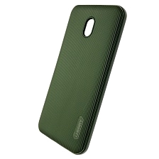 Чехол накладка для XIAOMI Redmi 8A, силикон, полоски, цвет темно зеленый.