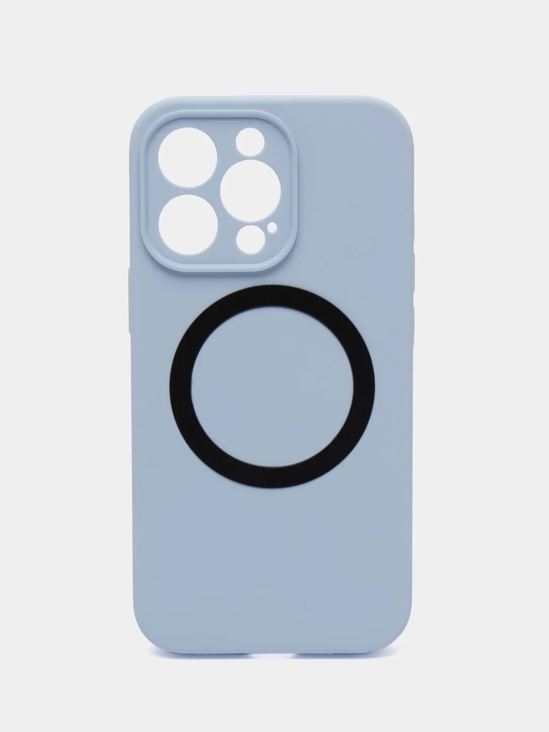 Чехол накладка Silicone Case для APPLE iPhone 13 Pro Max, с поддержкой MagSafe, защита камеры, силикон, бархат, цвет бледно-голубой