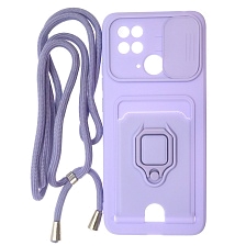 Чехол накладка MULTI FUNCTION 4 в 1 для XIAOMI Redmi 10C, XIAOMI POCO C40, силикон, цвет сиреневый