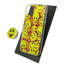 Чехол накладка для APPLE iPhone 11, силикон, фактурный глянец, с поп сокетом, рисунок Smile Чехол накладка для APPLE iPhone 11, силикон, фактурный глянец, с поп сокетом, рисунок Smile