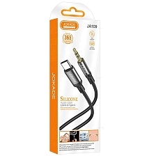 Аудио кабель, переходник JOKADE JA109 AUX Jack 3.5 мм (папа) на USB Type C (папа), длина 1 метр, цвет черно серебристый