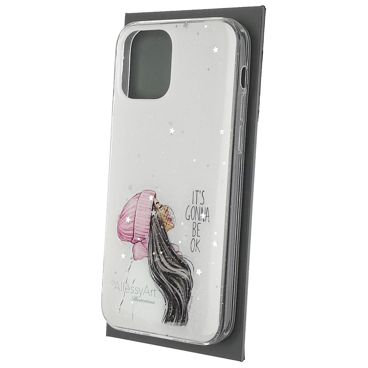 Чехол накладка Vinil для APPLE iPhone 12 (6.1"), iPhone 12 Pro (6.1"), силикон, блестки, глянцевый, рисунок It's Gonna Be OK Чехол накладка Vinil для APPLE iPhone 12 (6.1"), iPhone 12 Pro (6.1"), силикон, блестки, глянцевый, рисунок It's Gonna Be OK