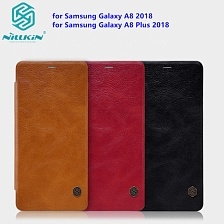 QIN чехол-книга Nillkin SAMSUNG Galaxy A8-plus 2018/A7 2018/A730 /кожа/ черный.