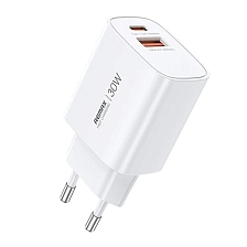СЗУ (Сетевое зарядное устройство) REMAX GaN U187, 30W, 1 USB Type C, 1 USB, цвет белый СЗУ (Сетевое зарядное устройство) REMAX GaN U187, 30W, 1 USB Type C, 1 USB, цвет белый