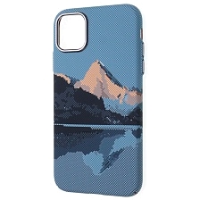 Чехол накладка FreeAir с поддержкой MagSafe для APPLE iPhone 11, пластик, светится в темноте, рисунок Гора, цвет голубой Чехол накладка FreeAir с поддержкой MagSafe для APPLE iPhone 11, пластик, светится в темноте, рисунок Гора, цвет голубой