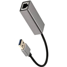Адаптер, переходник USB 3.0 AM на Ethernet LAN RJ-45, скорость до 1000 Мбит/с, цвет серебристый