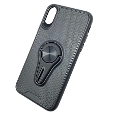 Чехол накладка для APPLE iPhone X, XS, силикон, кольцо держатель, цвет черный. Чехол накладка для APPLE iPhone X, XS, силикон, кольцо держатель, цвет черный.