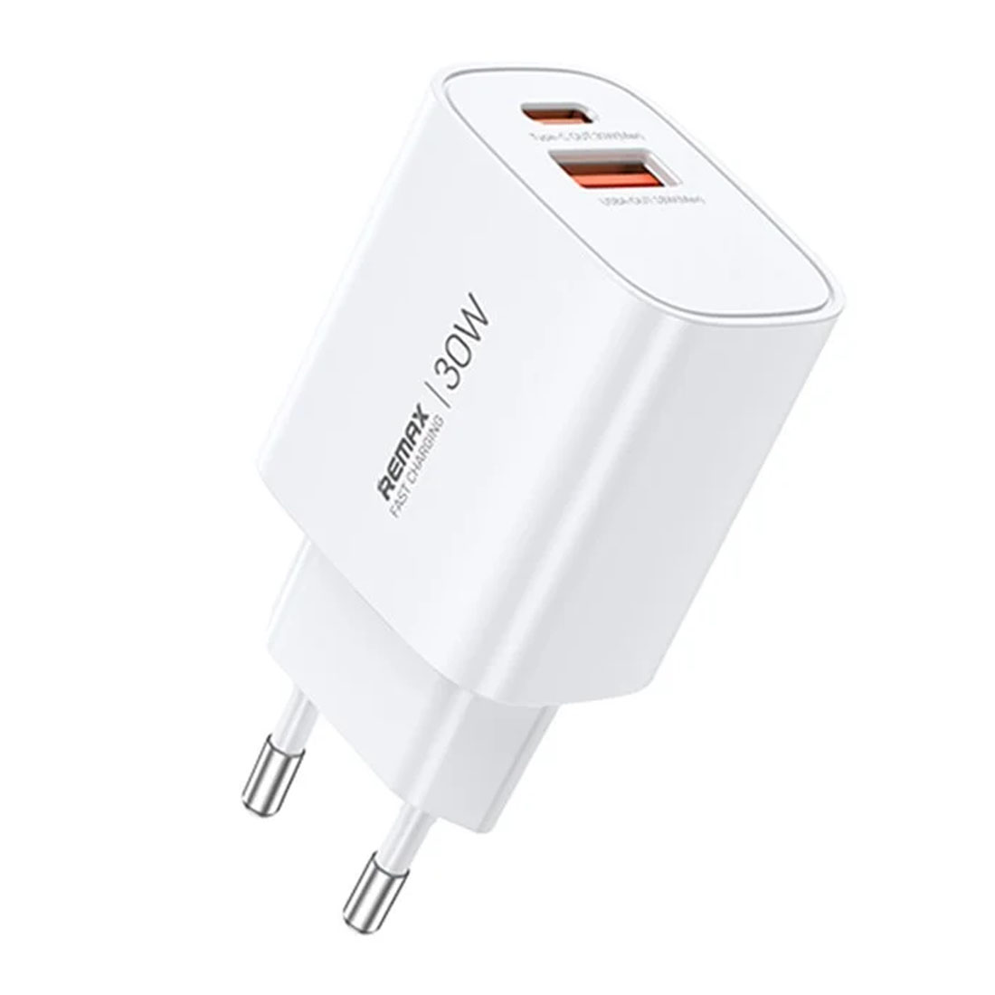 СЗУ (Сетевое зарядное устройство) REMAX GaN U187-AC30W, 30W, 1 USB Type C, 1 USB, цвет белый