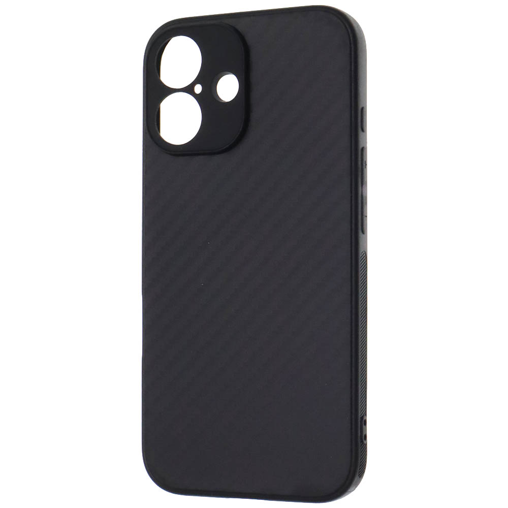 Чехол накладка для APPLE iPhone 16, защита камеры, силикон, карбон, цвет черный