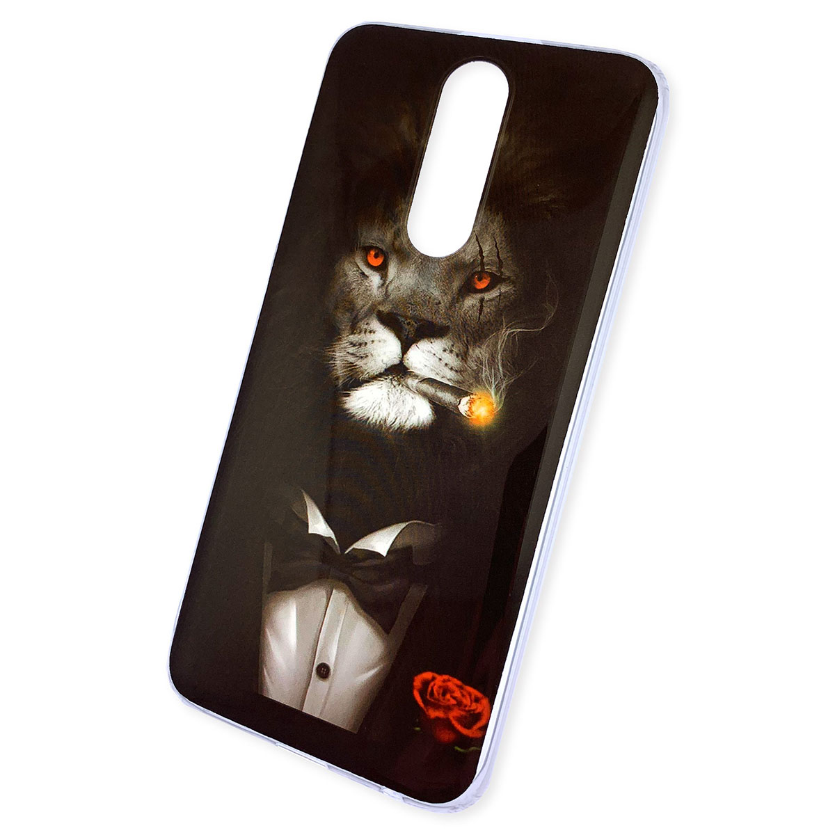 Чехол накладка для XIAOMI Redmi 8, силикон, глянец, рисунок Лев с сигарой.