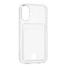 Чехол накладка CARD CASE для APPLE iPhone 16 (6.1"), силикон, отдел для карт, прозрачный