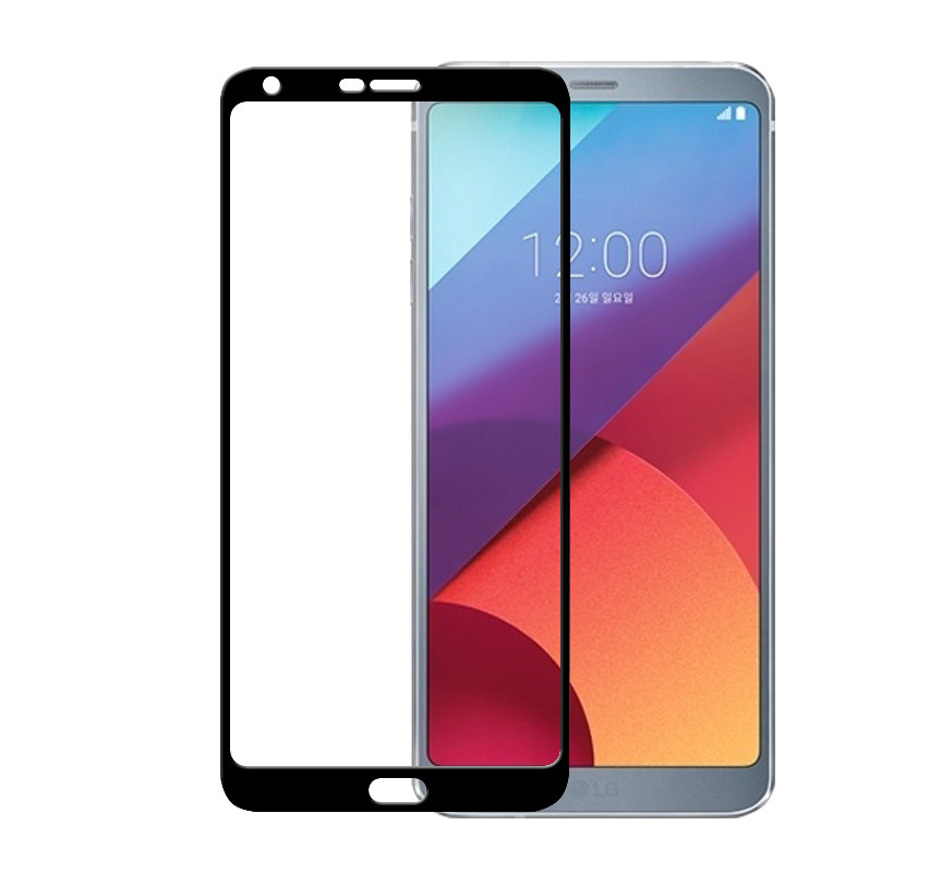 Защитное стекло 2D Full glass для LG Q6  /тех.пак/ черный.