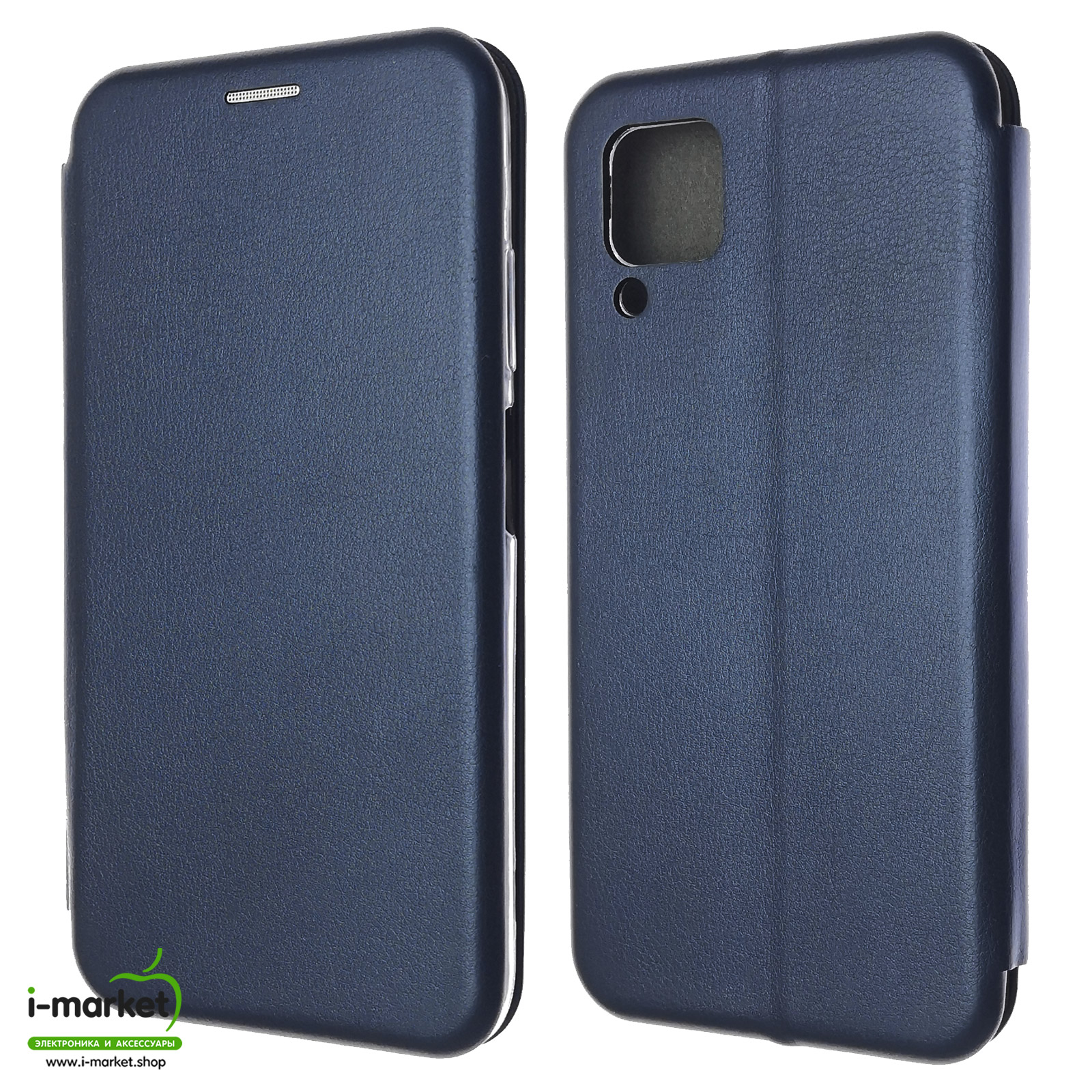 Чехол книжка STYLISH для HUAWEI P40 Lite, Nova 6 SE, Nova 7i, экокожа, визитница, цвет темно синий.