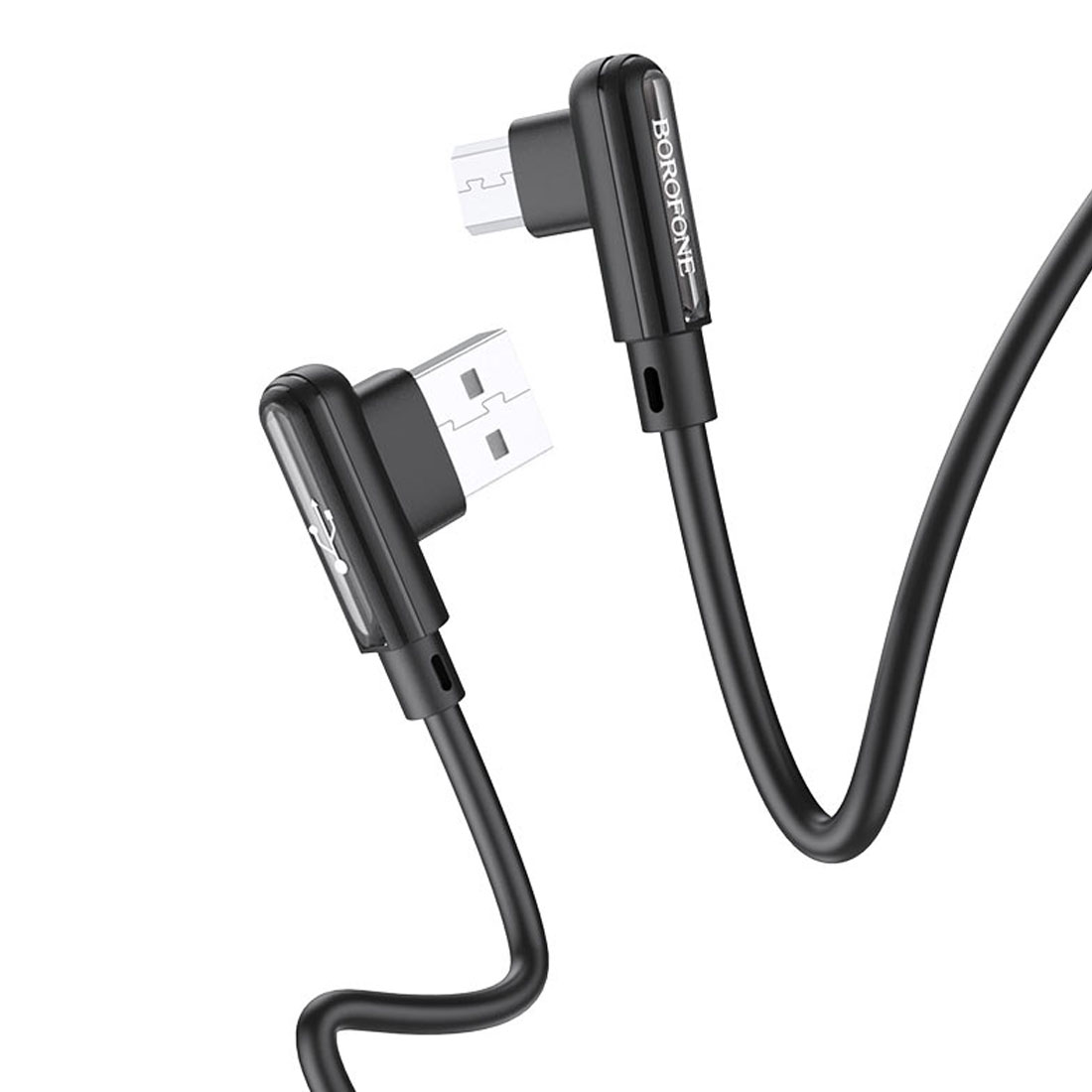 Кабель BOROFONE BX58 Lucky Micro USB, 2.4A, длина 1 метр, угловые коннекторы, цвет черный Кабель BOROFONE BX58 Lucky Micro USB, 2.4A, длина 1 метр, угловые коннекторы, цвет черный
