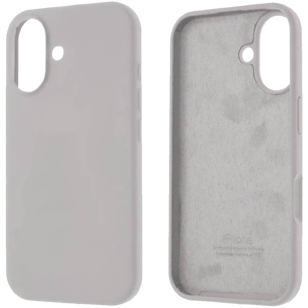 Чехол накладка Silicone Case для APPLE iPhone 16 (6.1"), силикон, бархат, цвет светло серый