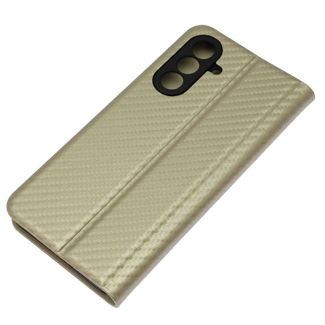 Чехол книжка CHESS для SAMSUNG Galaxy A56, текстура карбон, визитница, цвет золотистый Чехол книжка CHESS для SAMSUNG Galaxy A56, текстура карбон, визитница, цвет золотистый
