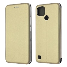 Чехол книжка STYLISH для Realme C21, экокожа, визитница, цвет золотистый Чехол книжка STYLISH для Realme C21, экокожа, визитница, цвет золотистый