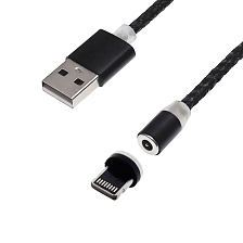 Кабель зарядный магнитный GFUZ GF-49 USB APPLE Lightning 8-pin, тканевая оплетка, 3A, длина 1 метр, с подсветкой, цвет черный. Кабель зарядный магнитный GFUZ GF-49 USB APPLE Lightning 8-pin, тканевая оплетка, 3A, длина 1 метр, с подсветкой, цвет черный.