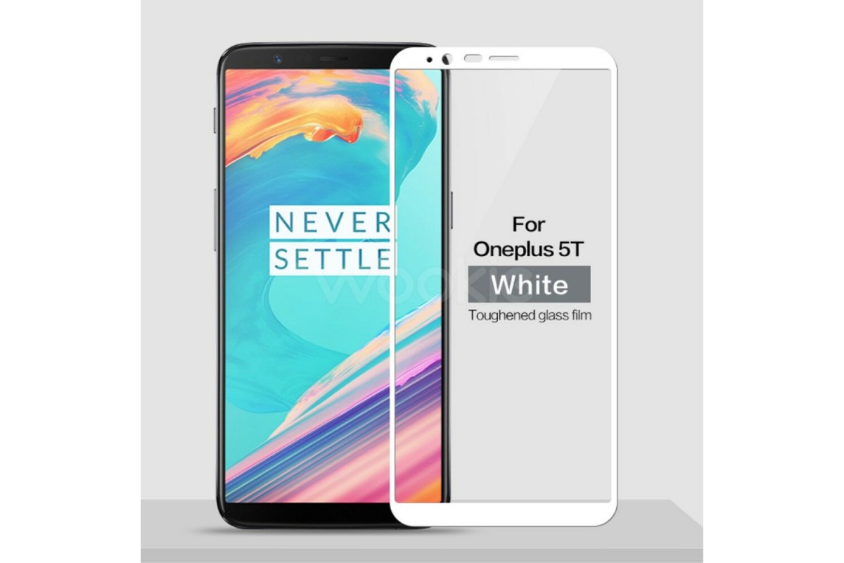 Защитное стекло 2D Full glass для One Plus 5-T /тех.пак/ белый.