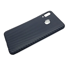 Чехол накладка для SAMSUNG Galaxy A30 2019 (SM-A305), силикон, карбон, цвет черный.