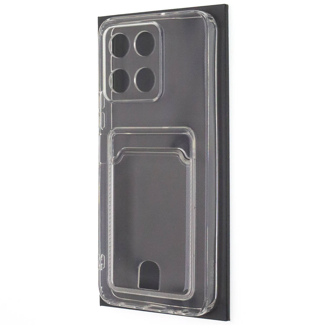 Чехол накладка CARD CASE для HUAWEI Honor X6a, силикон, отдел для карт, цвет прозрачный