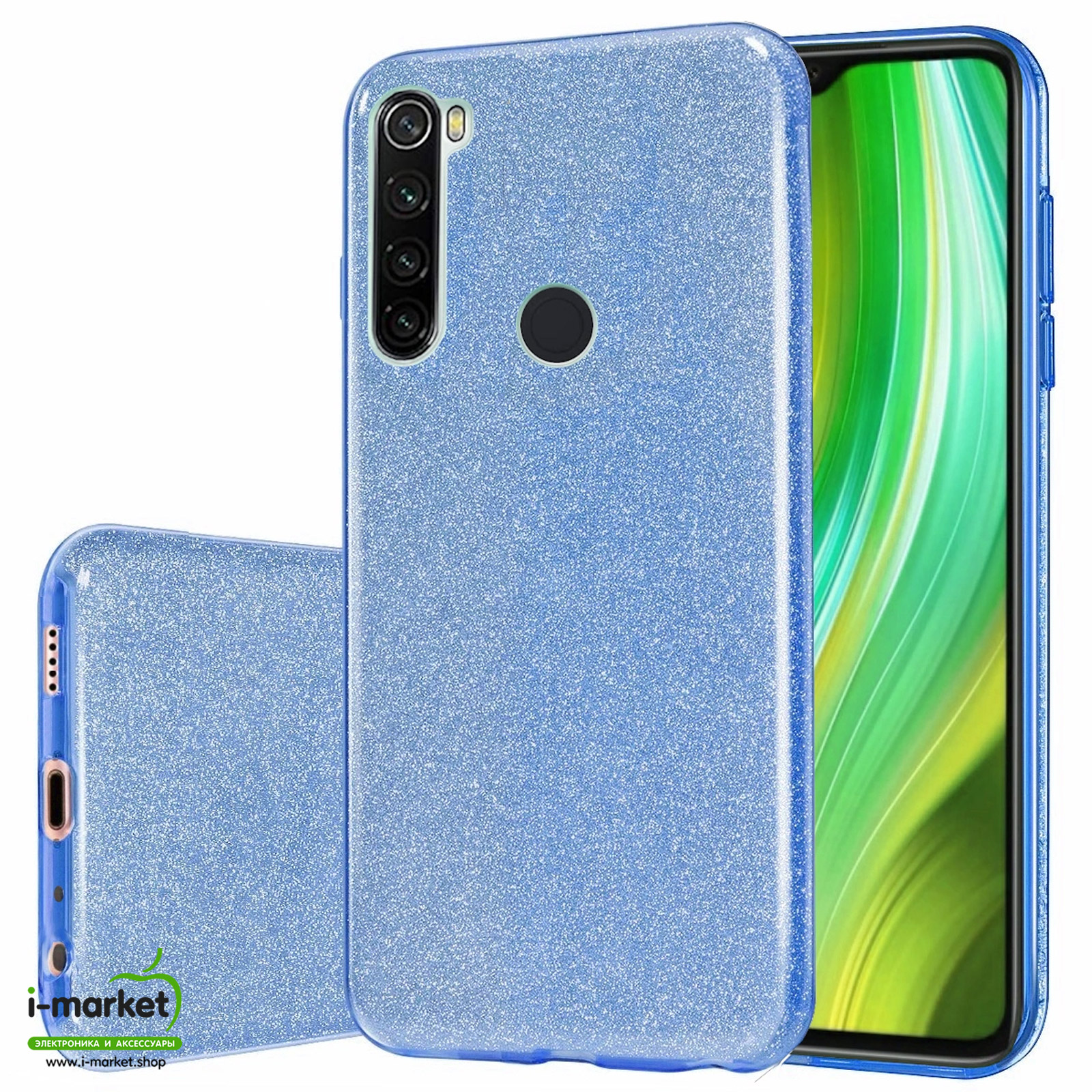 Чехол накладка Shine для XIAOMI Redmi Note 8, силикон, блестки, цвет голубой Чехол накладка Shine для XIAOMI Redmi Note 8, силикон, блестки, цвет голубой