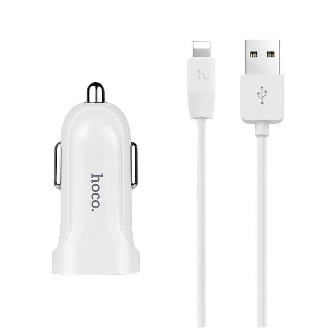 HOCO Z2 АЗУ (Автомобильное зарядное устройство) 1 x USB 1.5A + кабель APPLE Lightning 8, цвет белый. HOCO Z2 АЗУ (Автомобильное зарядное устройство) 1 x USB 1.5A + кабель APPLE Lightning 8, цвет белый.