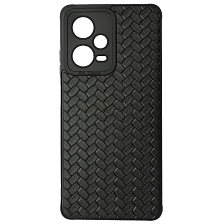Чехол накладка для XIAOMI Redmi Note 12 Pro 5G, защита камеры, силикон, плетение, цвет черный