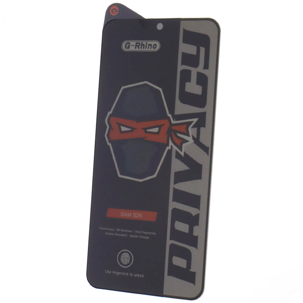 Защитное стекло Антишпион G-Rhino для SAMSUNG Galaxy S24, Galaxy S25, цвет окантовки черный