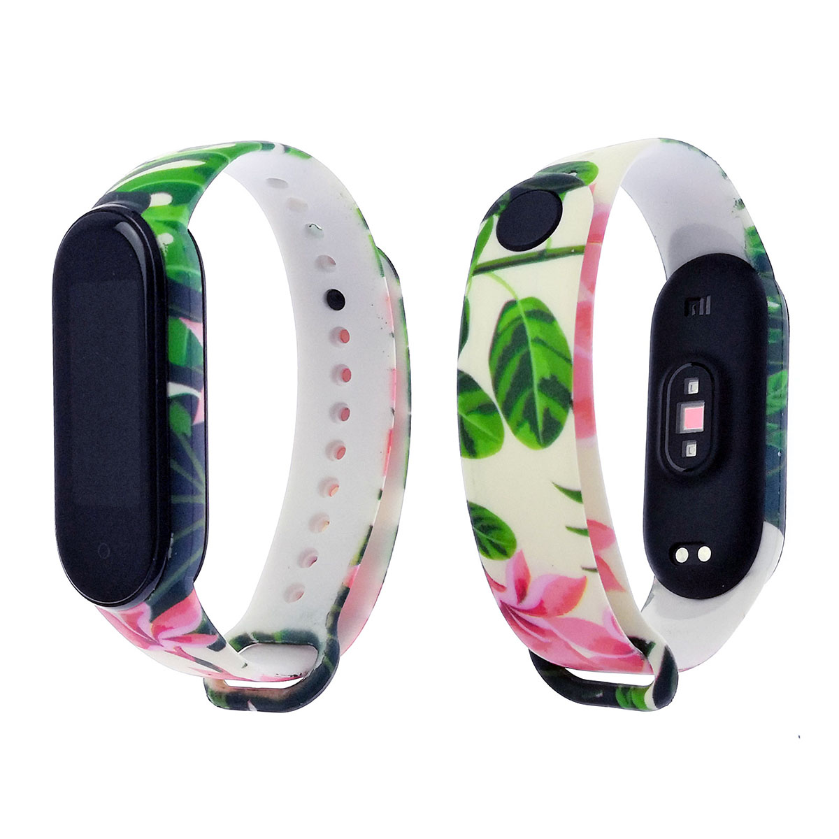 Сменный ремешок для фитнес браслета, смарт часов XIAOMI Mi Band 5, рисунок тропические цветы.