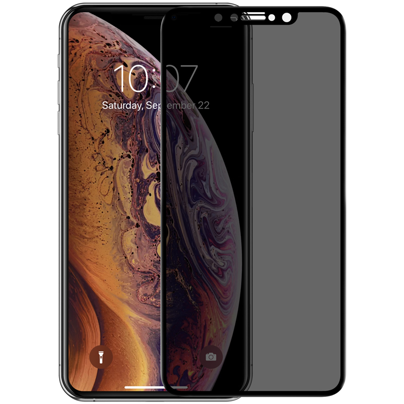 Защитное стекло "5D" PRIVACY Антишпион для APPLE iPhone XS/11 Pro MAX (6.5"), цвет канта черный.