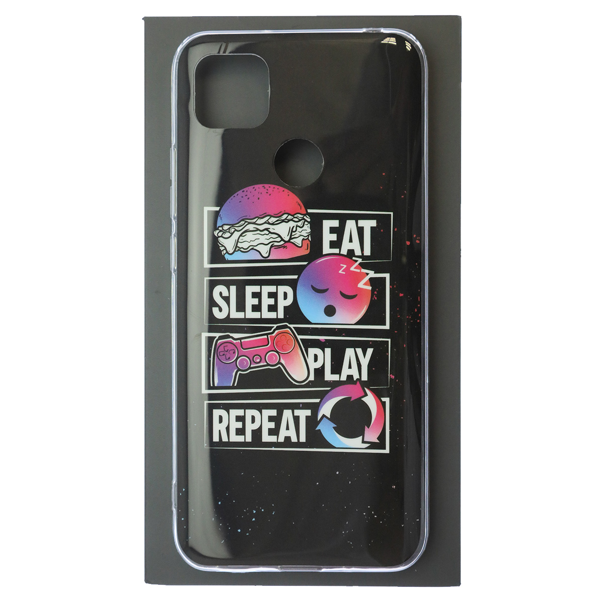 Чехол накладка для XIAOMI Redmi 9C, Redmi 10A, силикон, глянцевый, рисунок EAT SLEEP PLAY REPEAT Чехол накладка для XIAOMI Redmi 9C, Redmi 10A, силикон, глянцевый, рисунок EAT SLEEP PLAY REPEAT