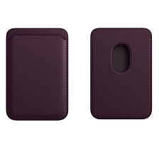 Чехол картхолдер Leather Wallet MagSafe на смартфон APPLE для банковских карт, экокожа, цвет вишневый Чехол картхолдер Leather Wallet MagSafe на смартфон APPLE для банковских карт, экокожа, цвет вишневый