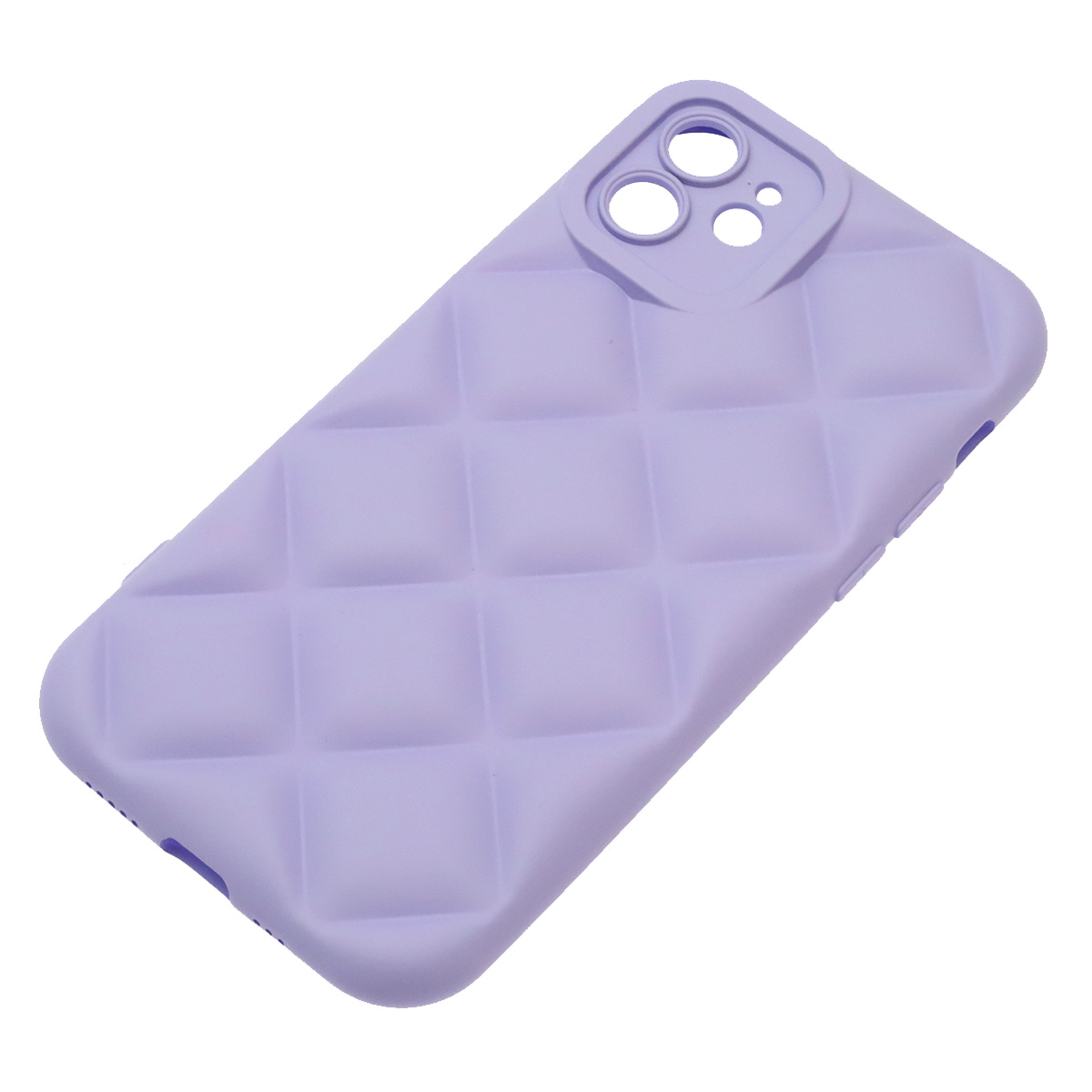 Чехол накладка для APPLE iPhone 12 (6.1"), силикон, 3D ромб, цвет сиреневый Чехол накладка для APPLE iPhone 12 (6.1"), силикон, 3D ромб, цвет сиреневый
